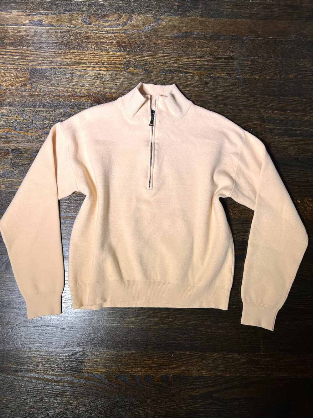 Monrow Beige Supersoft Long Sleeve Knit 1/2 Zip Sweatshirt